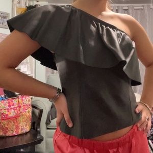 A.L.C. 100% Genuine Leather One Shoulder Top Size 2!